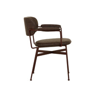 GlobeWest Piccolo Dining Armchair - Vintage Matt Dark Brown PU - Matt Syrah