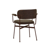 GlobeWest Piccolo Dining Armchair - Vintage Matt Dark Brown PU - Matt Syrah