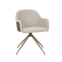 GlobeWest Riley Piped Spider Leg Office Chair - Chai Boucle, Vintage Matt Dark Brown PU