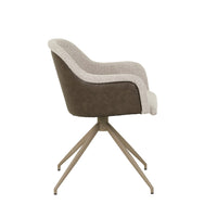 GlobeWest Riley Piped Spider Leg Office Chair - Chai Boucle, Vintage Matt Dark Brown PU