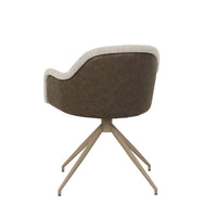 GlobeWest Riley Piped Spider Leg Office Chair - Chai Boucle, Vintage Matt Dark Brown PU