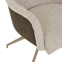 GlobeWest Riley Piped Spider Leg Office Chair - Chai Boucle, Vintage Matt Dark Brown PU