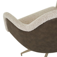 GlobeWest Riley Piped Spider Leg Office Chair - Chai Boucle, Vintage Matt Dark Brown PU