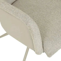 Close-up of Globe West Riley Piped Spider Leg Office Chair Feather Speckle fabric and sandstone PU upholstery with piped edging and matt cashmere spider-leg base