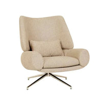 GlobeWest Rowan Occasional Chair in Fawn Speckle polyester with sculpted back and brushed chrome swivel base