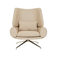 GlobeWest Rowan Occasional Chair in fawn speckle fabric with brushed chrome swivel base
