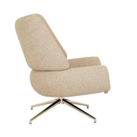 GlobeWest Rowan Occasional Chair in Fawn Speckle with sculpted back cushion and brushed chrome swivel base