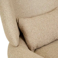 GlobeWest Rowan Occasional Chair in fawn speckle polyester with sculpted back and brushed chrome swivel base