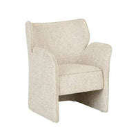 GlobeWest Ruben Occasional Chair in White Bark Sugar Velvet with winged back and contrast piping