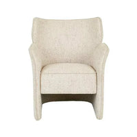 GlobeWest Ruben Occasional Chair in White Bark Sugar Velvet with winged back and contrast piping for elegant comfort