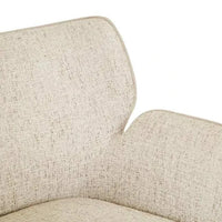 Close-up of GlobeWest Ruben Occasional Chair upholstered in White Bark Sugar Velvet with contrast piping and winged back design.