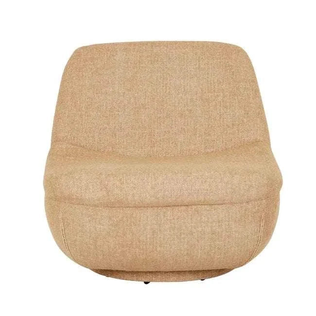 GlobeWest Tobi Occasional Chair in hay color with rounded silhouette and plush cushioning on swivel base