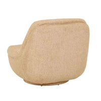GlobeWest Tobi Occasional Chair in hay color with rounded silhouette and swivel base, upholstered in soft polyester fabric