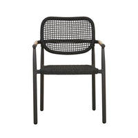 GlobeWest Valencia Weave Dining Armchair - Carbon Grey
