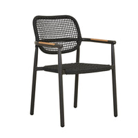 GlobeWest Valencia Weave Dining Armchair - Carbon Grey