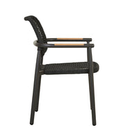 GlobeWest Valencia Weave Dining Armchair - Carbon Grey