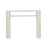 GlobeWest Classique Oval Shelf small console table in fossil ash veneer with minimalist design and oval shape