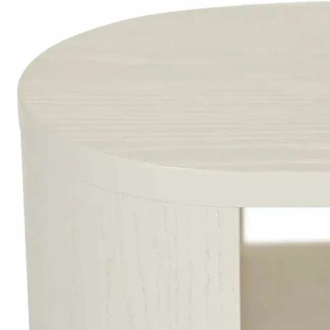 GlobeWest Classique Oval Small Shelf Console in fossil ash veneer with minimalist design and waterbase sealer finish
