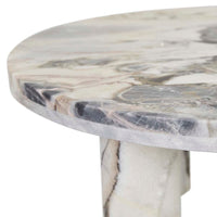 GlobeWest Amara Round Leg Oval Coffee Table - Natural Ocean Marble