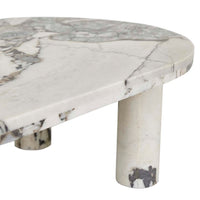 GlobeWest Amara Round Leg Oval Coffee Table - Natural Ocean Marble
