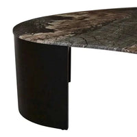 Globe West Coffee Tables GlobeWest Oberon Curve Marble Coffee Table - Matt Storm Marble, Matt Dark Oak