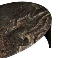 Globe West Coffee Tables GlobeWest Oberon Curve Marble Coffee Table - Matt Storm Marble, Matt Dark Oak