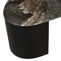 Globe West Coffee Tables GlobeWest Oberon Curve Marble Coffee Table - Matt Storm Marble, Matt Dark Oak