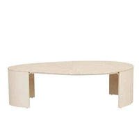 Globe West Coffee Tables GlobeWest Oberon Curve Marble Coffee Table - Natural Travertine, Shell