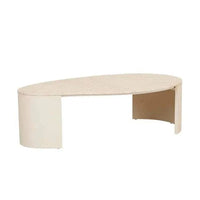 Globe West Coffee Tables GlobeWest Oberon Curve Marble Coffee Table - Natural Travertine, Shell