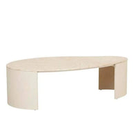 Globe West Coffee Tables GlobeWest Oberon Curve Marble Coffee Table - Natural Travertine, Shell