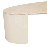 Globe West Coffee Tables GlobeWest Oberon Curve Marble Coffee Table - Natural Travertine, Shell