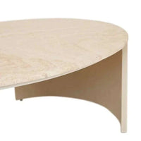Globe West Coffee Tables GlobeWest Oberon Curve Marble Coffee Table - Natural Travertine, Shell