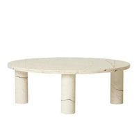 Globe West Coffee Tables Globe West Amara Round Leg Coffee Table, Brown Vein Marble