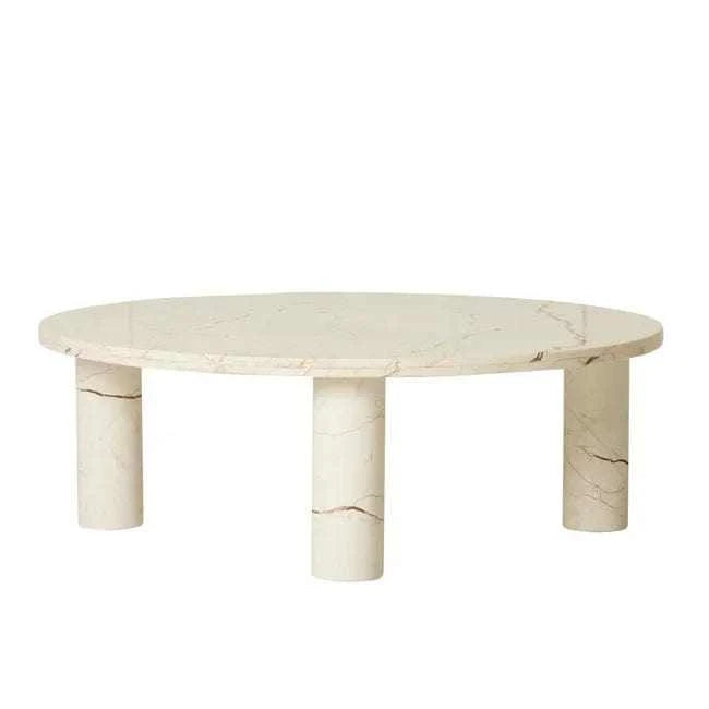 Globe West Coffee Tables Globe West Amara Round Leg Coffee Table, Brown Vein Marble