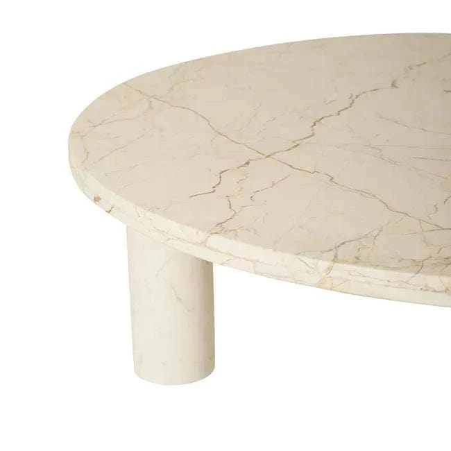 Globe West Coffee Tables Globe West Amara Round Leg Coffee Table, Brown Vein Marble