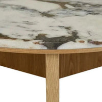 GlobeWest Elsie Coffee Table with matt ocean marble top and natural ash wood base