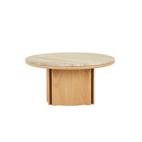 GlobeWest Leon Marble Coffee Table - Grey Travertine - Natural Ash