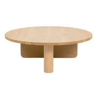 Natadora Pivot coffee table in light oak with asymmetrical solid timber base and PU finish