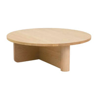 Natadora Pivot coffee table in light oak with modern asymmetrical solid timber base