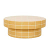 GlobeWest Seville Tile honey round coffee table with glazed finish and mid-century modern design