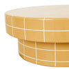 GlobeWest Seville Tile round coffee table in honey with white grout lines and mid-century modern design