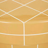 Close-up of GlobeWest Seville Tile round coffee table top in honey color with white grout lines