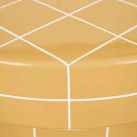 Close-up of GlobeWest Seville Tile round coffee table top in honey color with white grout lines