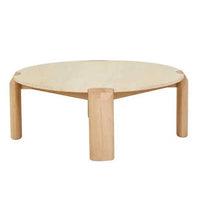 Globe West Coffee Tables Willa Marble Coffee Table - Natural Travertine - Light Oak
