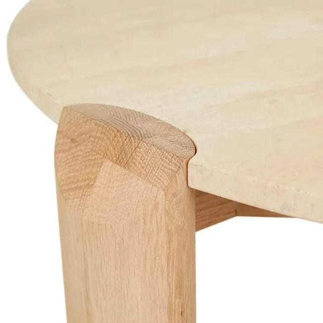 Globe West Coffee Tables Willa Marble Coffee Table - Natural Travertine - Light Oak