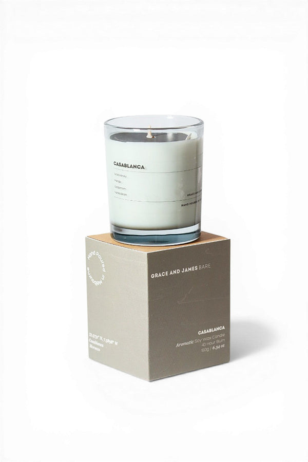 Grace and James Casablanca scented candle with its gift box