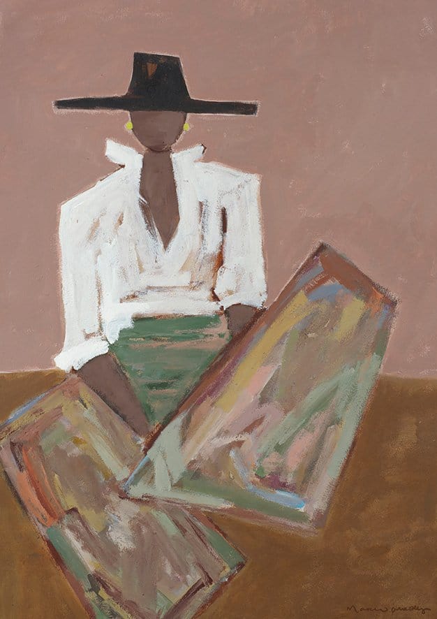 Oak framed Marcia Priestley Chaps Rosata abstract canvas print 59x84cm