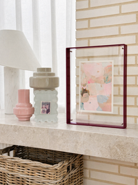 Merlot burgundy acrylic box gallery frame for A3 prints with durable sandwich design and screw fasteners