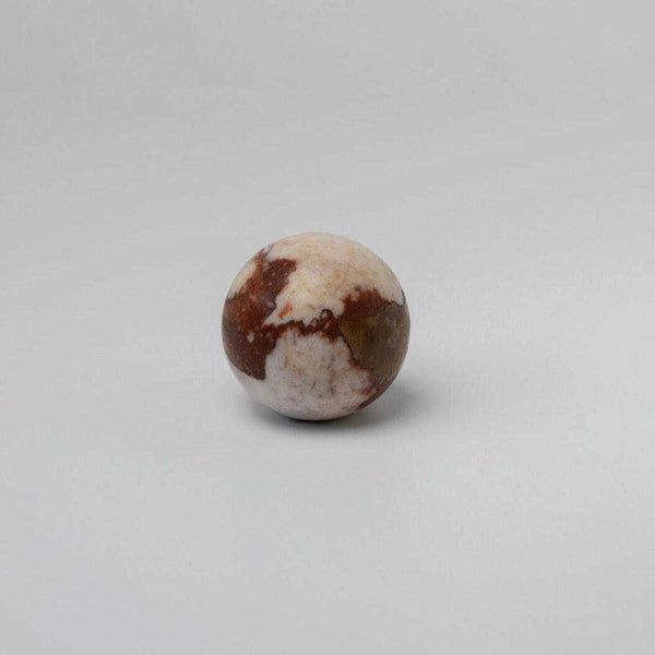 CoTheory Orbit Marble Sphere Table Sculpture, Brown Calacatta, Small | Norsu Interiors