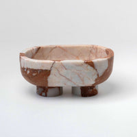 CoTheory Marble Footed Oval Tray in Brown Calacatta with sculptural stone design and organic form for decorative use